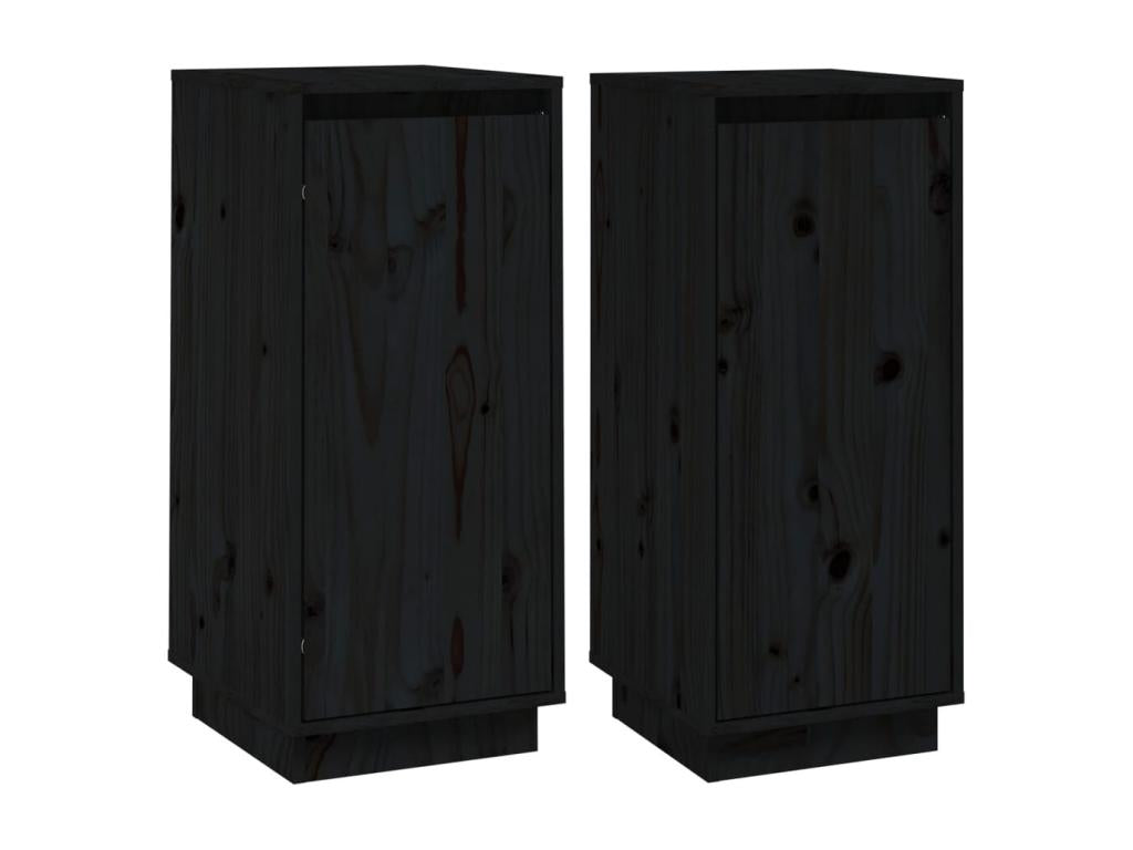 2-piece sideboard set, black, 31.5x34x75 cm, solid pine wood, KHCL55484