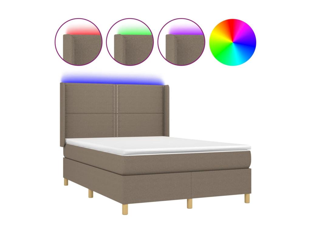 Upholstered bed base with mattress and LED lighting by Nobellea, 140x200 cm, Fabric WFOO18780