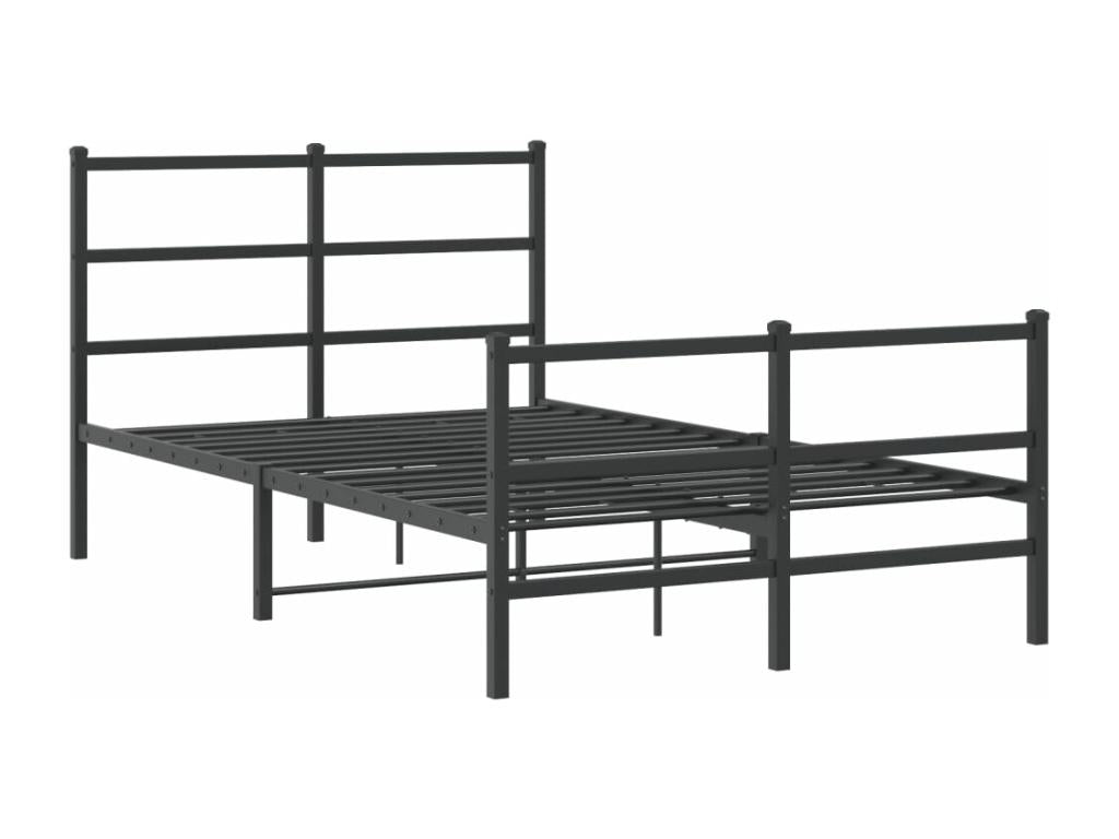Black metal bed frame with headboard and footboard, 120x190 cm, ZIJA71845