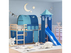 Children's loft bed with tower, mattress not included, blue, 80x200 cm, fixed, E50780