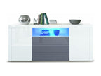 White and Grey Lacquered Buffet with LED Lighting 167 cm CJWU41856