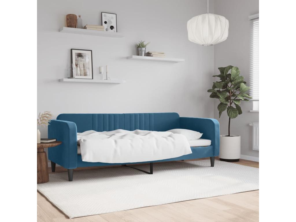 Daybed without mattress, blue, 80x200 cm, velvet, TLOP88302