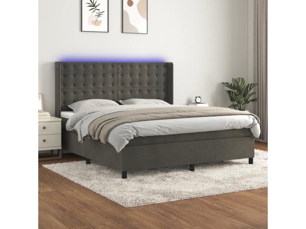Nobellea bed base with mattress and LED lighting, Dark Grey, 180x200 cm, QORP89685
