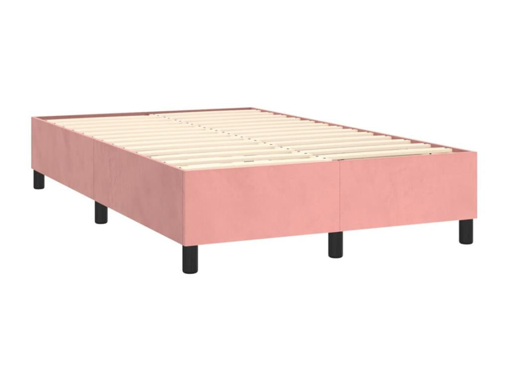 Upholstered bed base with mattress, Pink, 120x200 cm, Velvet, AFOA68812