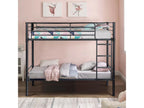Nobellea Bunk Bed, Raised Bed for 2 People, Slatted Base Included, 90x190 cm, Black Lacquered Metal, Industrial Style, AGOL68137