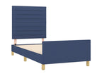 Bed frame with headboard, blue, 90x190 cm, fabric, KPJS86110