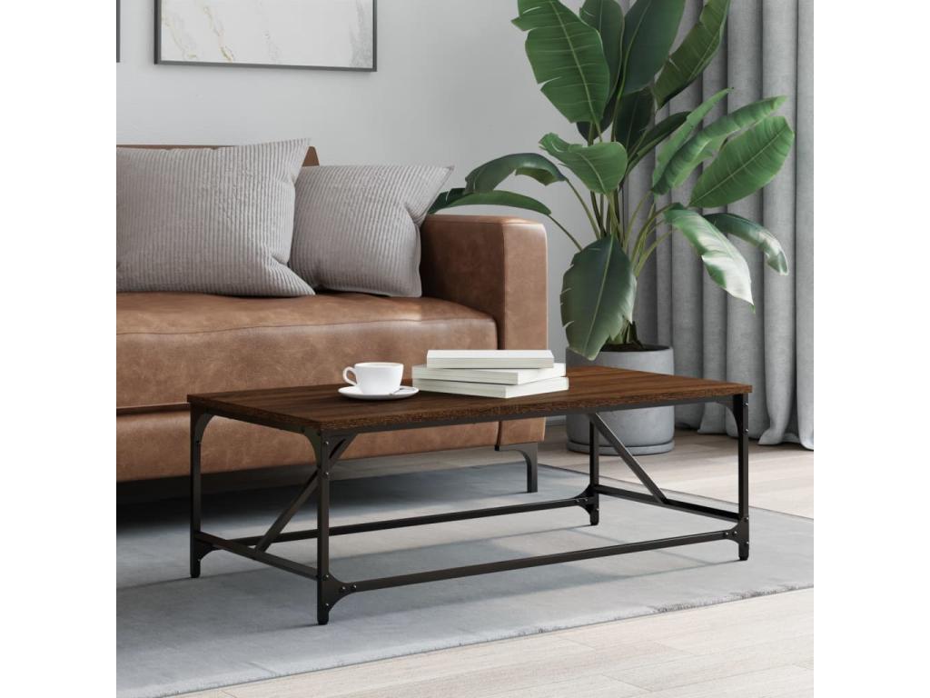 Coffee table, brown oak, 100x50x35 cm, engineered wood, JQOT60143