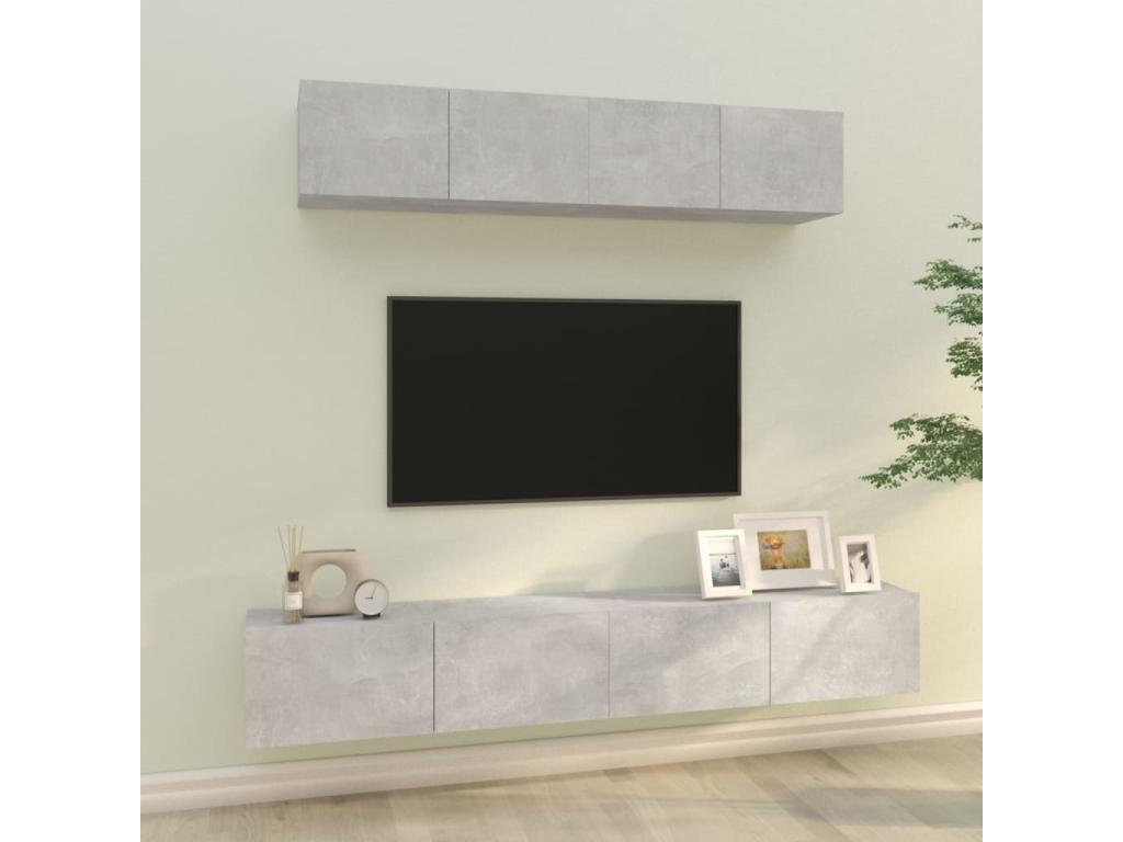 4-Piece TV Furniture Set, Concrete Grey Engineered Wood FPVW73009