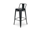 Set of 4 industrial-style matte black metal bar stools - With backrest - Height 66cm OQTC58930