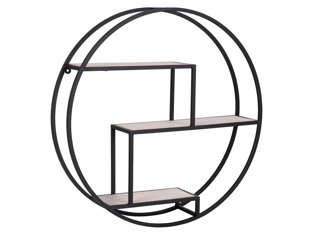 Nobellea Round Wall Shelf, Black and Natural JPEP63988