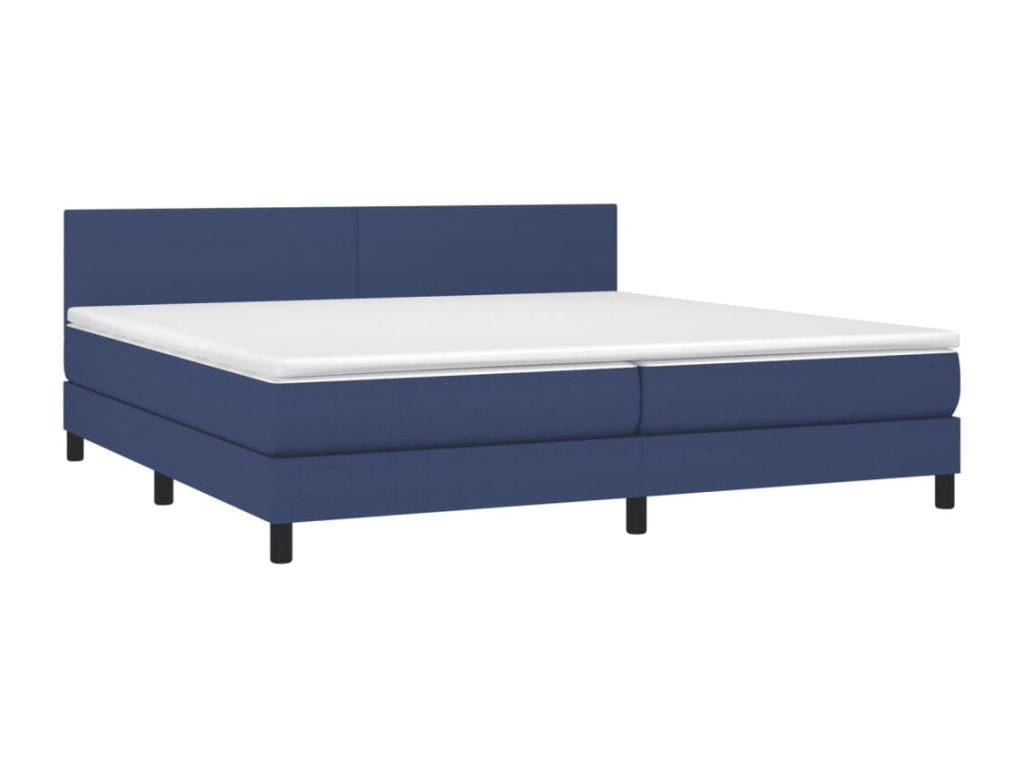 Upholstered bed base with mattress, blue, 200x200 cm, fabric JFXA60530