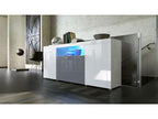 White and Grey Lacquered Buffet with LED Lighting 167 cm CJWU41856