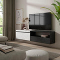 TV Stand/Bench 200x45x35cm For TVs up to 80" Wall Mounted White and Black EQEQ50775