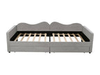 Single bed 90x200cm sofa bed with 2 drawers and slatted base by Dekonao in grey teddy bear fabric OZDD23316