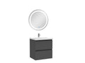 Bathroom vanity unit 50cm Anthracite single basin round illuminated mirror JAFQ96175
