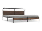 Metal bed frame without mattress, brown oak, 193x203 cm IZVC95499