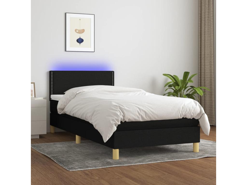 Nobellea bed base with mattress and LED lighting, black, 90x190 cm, fabric, DGZW28318