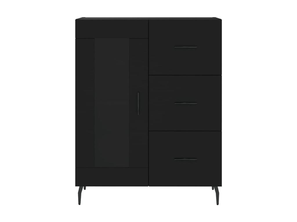 Highboard, Black, 69.5x34x180 cm, Engineered Wood, PFUO43334
