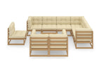 10-piece garden furniture set with cushions, honey brown, pine wood QLAV66462