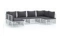 Garden furniture set with cushions, 6 pieces, white steel QUBX81803