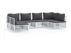 Garden furniture set with cushions, 6 pieces, white steel QUBX81803