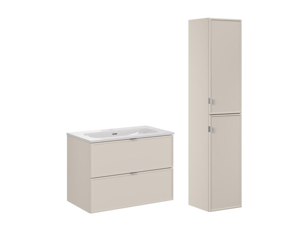 Boisona PJSS14892 single vanity unit with integrated 80cm sink and tall cabinet