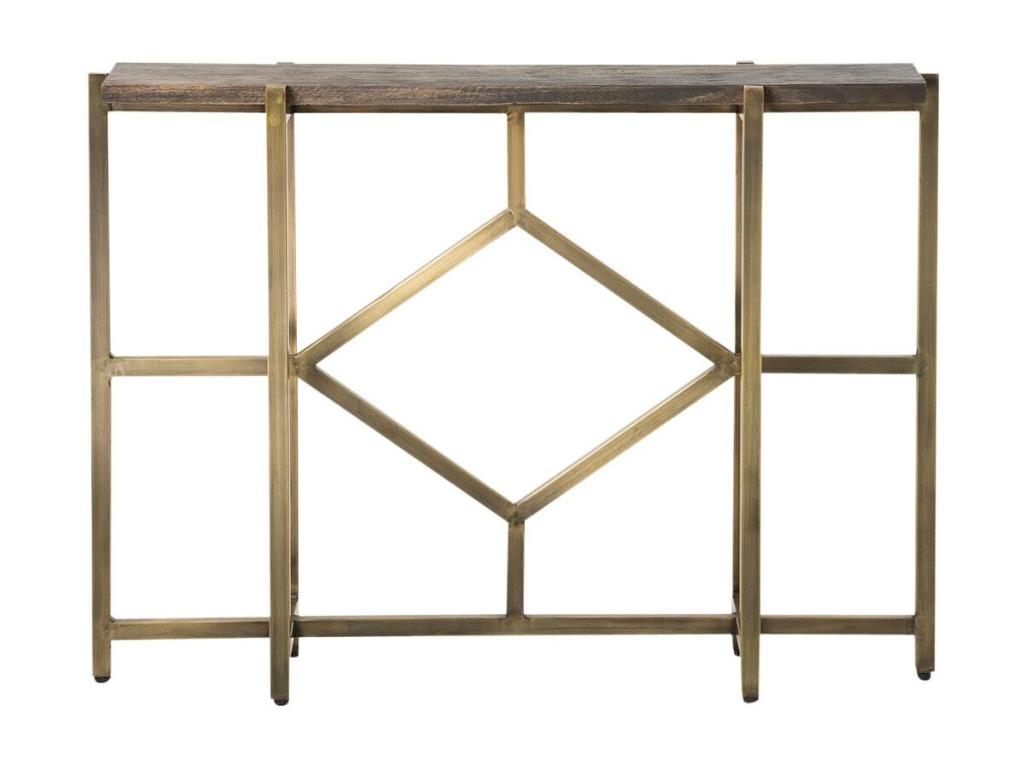 Nobellea XMZO11726 console table in mango wood and gilded metal
