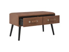 Bench with drawers, 80 cm, dark brown faux leather, RUUG58401