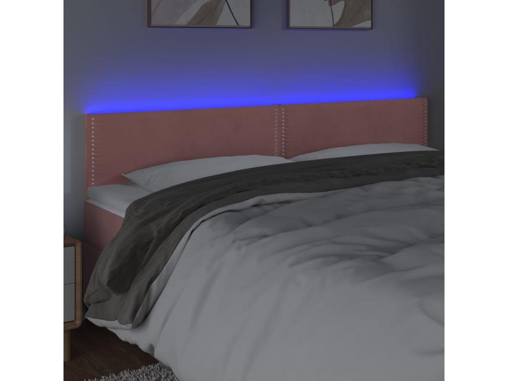 Pink LED Headboard 200x5x78/88 cm Velvet BFQW85197
