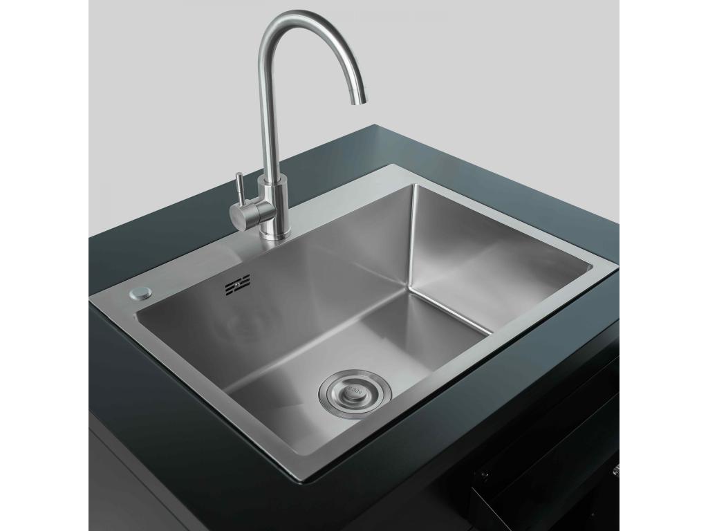 Black 2-door sink unit for outdoor kitchen VVGJ80342