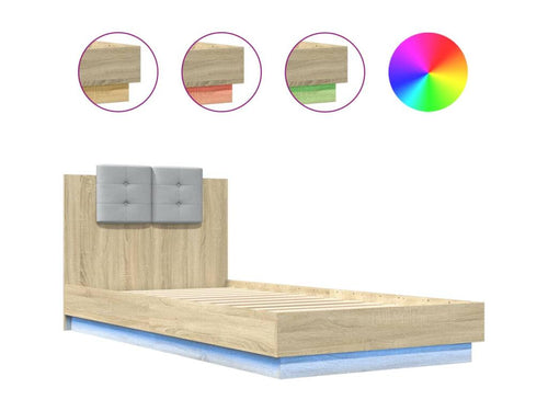 Bed frame, headboard and Dekonaoères LED oak Dekonao 100x200 OBCP98050