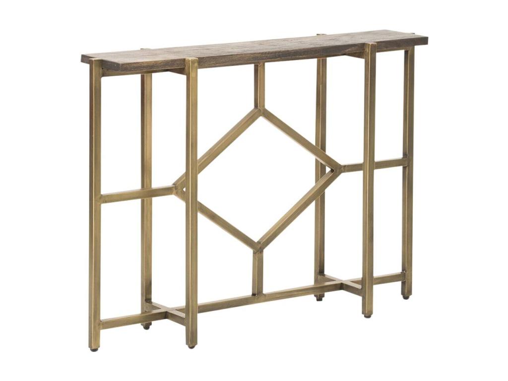 Nobellea XMZO11726 console table in mango wood and gilded metal