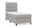 Upholstered bed base with mattress, light grey, 90x200 cm, fabric FCLE36233