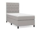 Upholstered bed base with mattress, light grey, 90x200 cm, fabric FCLE36233