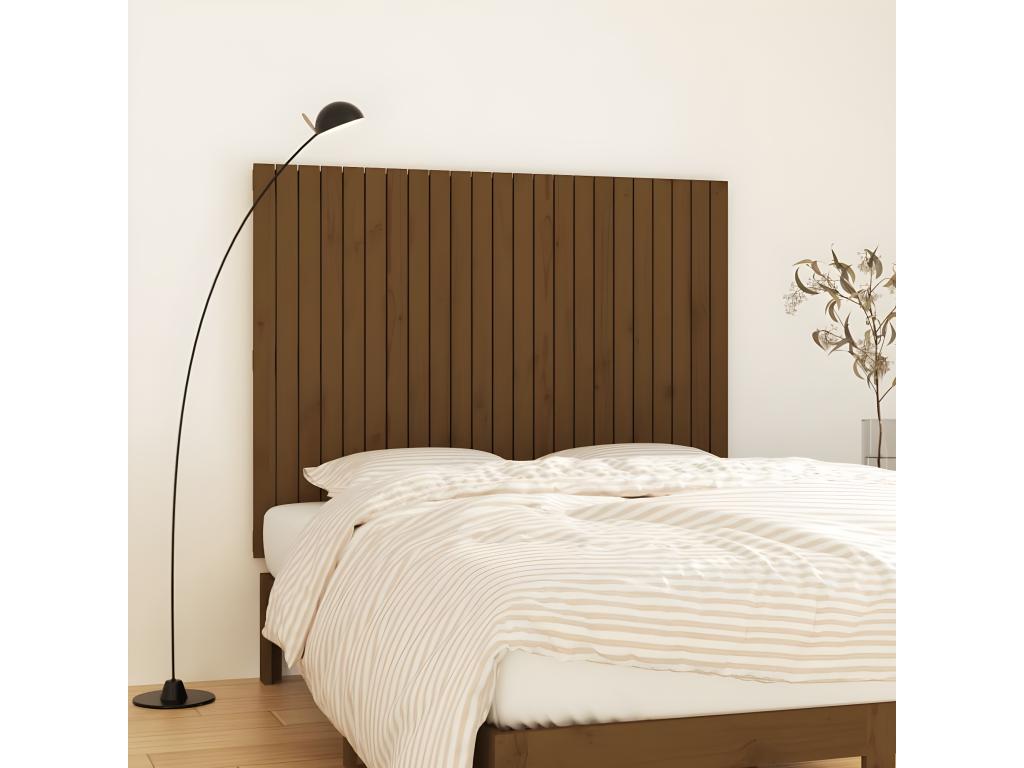 Wall-mounted headboard, honey brown, 146.5x3x110cm, solid pine wood, UWSG33037