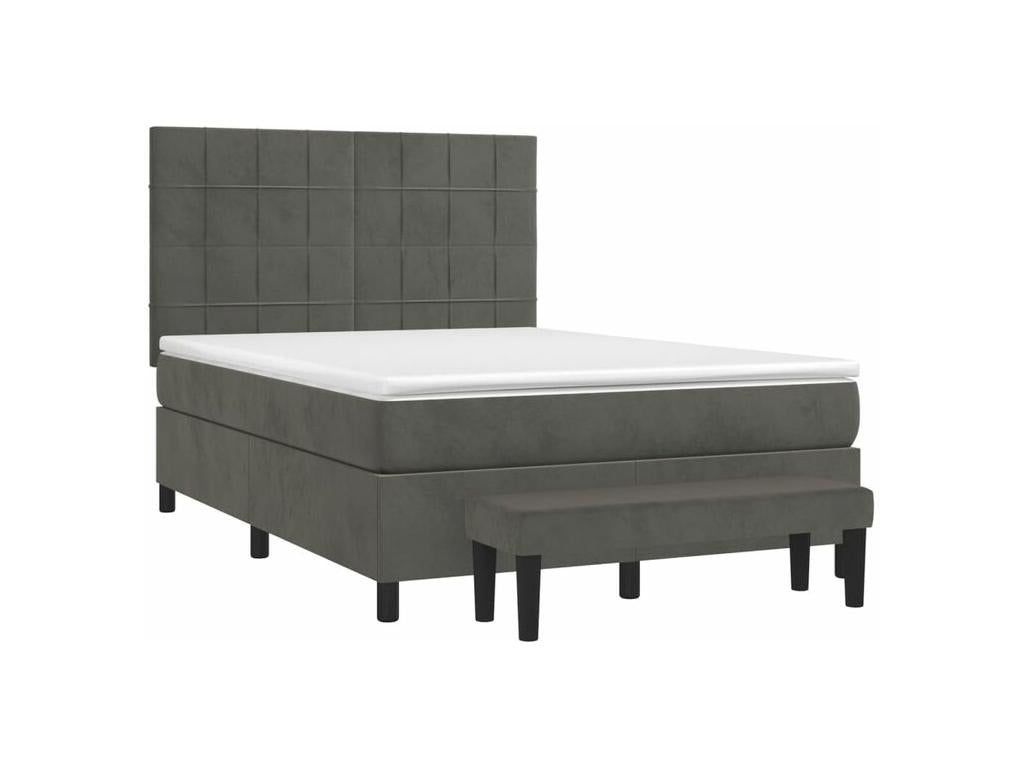 Dekonao bed base and mattress, Dark Grey 140x200 Velvet VUKI41480