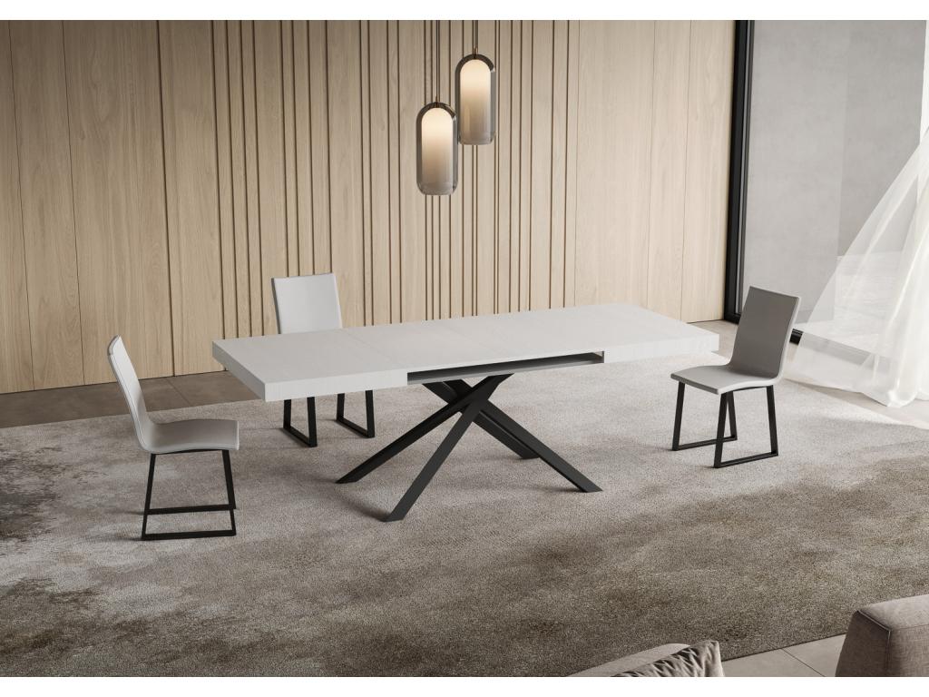 Niket extendable table 80x140/224 cm, white ash wood, anthracite legs VIVR42106
