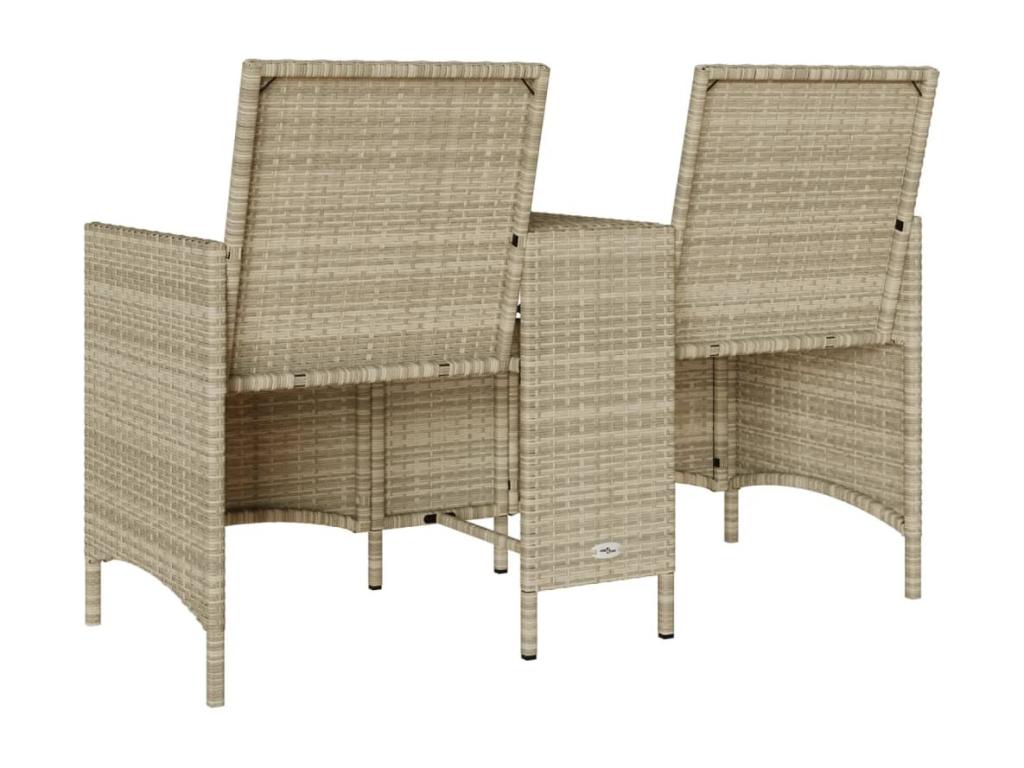 OFIX97353 2-seater garden sofa with table and cushions in woven resin