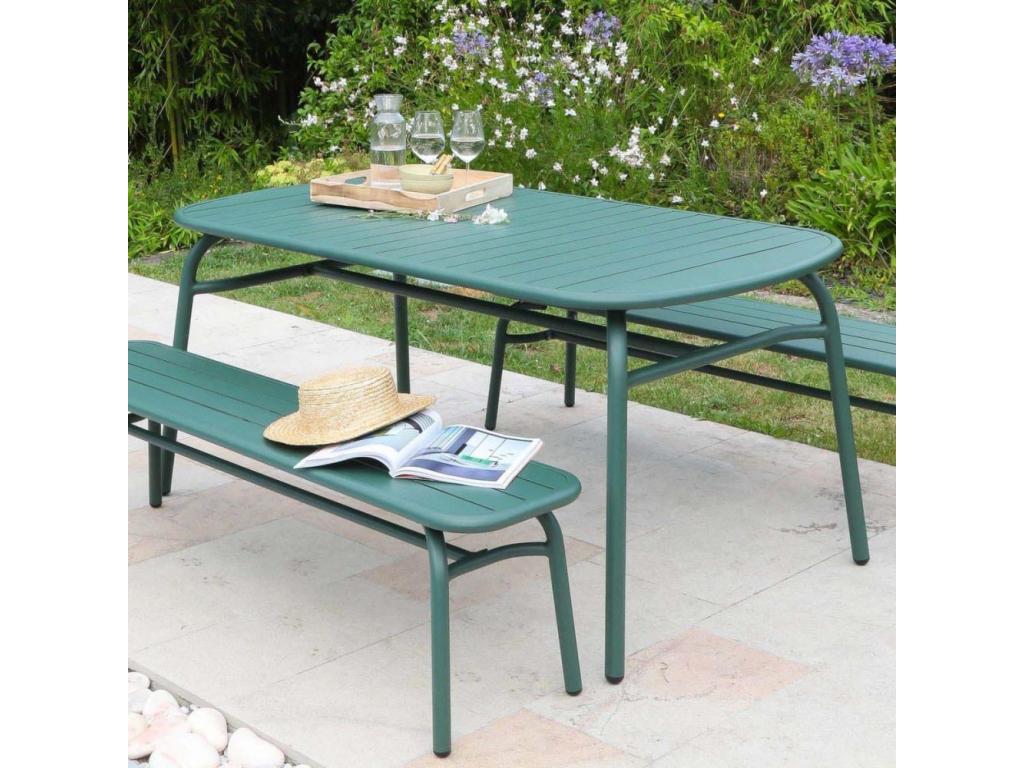 Nobellea AGXM52103 Aluminium Garden Table and 2 Benches Set