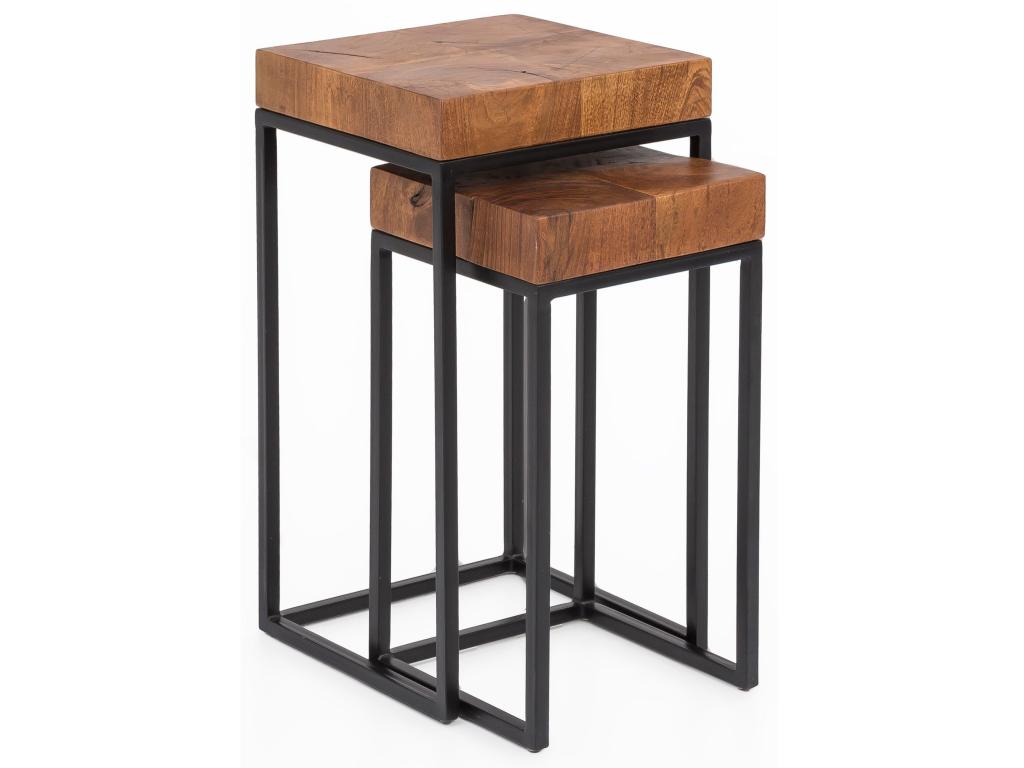 Nesting Tables Solid Wood Side Table Set of 2 Coffee Table Set DXIZ64377
