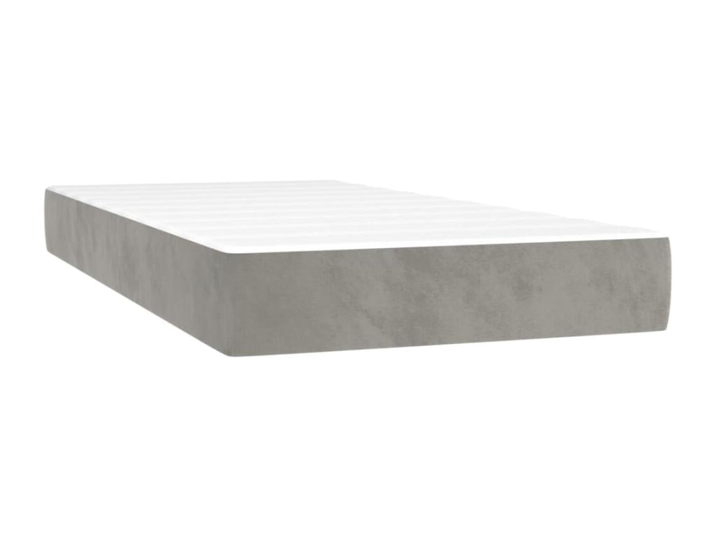 Upholstered bed base with mattress and LED light grey 100x200 cm velvet EMBU08498