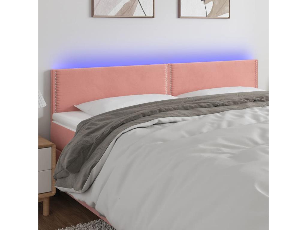 Pink LED Headboard 200x5x78/88 cm Velvet BFQW85197