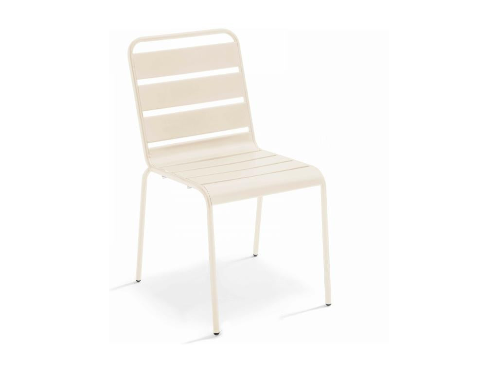 Round garden table and 6 chairs in ivory metal - Dekonao XLMZ30314