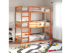 Triple bunk bed, wax brown, 90x190 cm, solid pine wood, QKUG95402