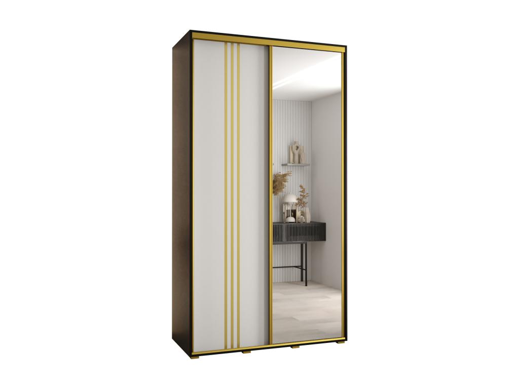 Dekonao 7 Sliding Door Wardrobe 235.2/140/45 2 Doors Black/White/Gold ISBA17261