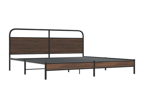 Metal bed frame without mattress, brown oak, 193x203 cm IZVC95499