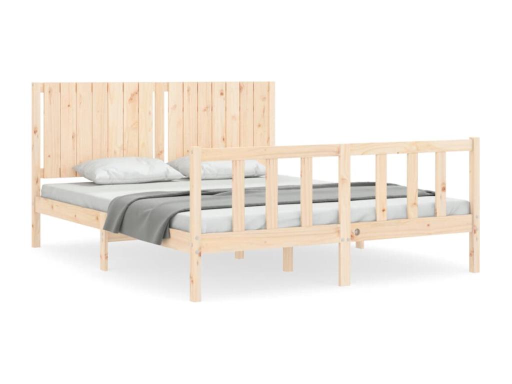 Bed frame with headboard 160x200 solid wood KCUS98351