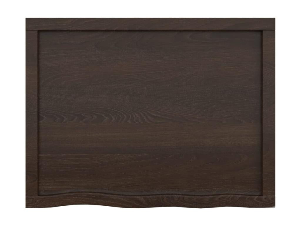 Dark brown wall shelf, solid treated oak wood QAMB79123