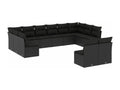 12-piece garden furniture set with cushions, black woven resin WCLF54996