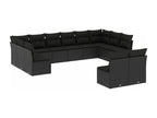 12-piece garden furniture set with cushions, black woven resin WCLF54996